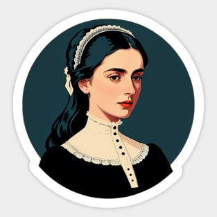 Young Victorian Woman in Black and White Sticker